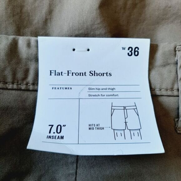 New GOODFELLOW | Linden Flat Front Casual Shorts Tan Beige Mens Sz 36 - Picture 9 of 11